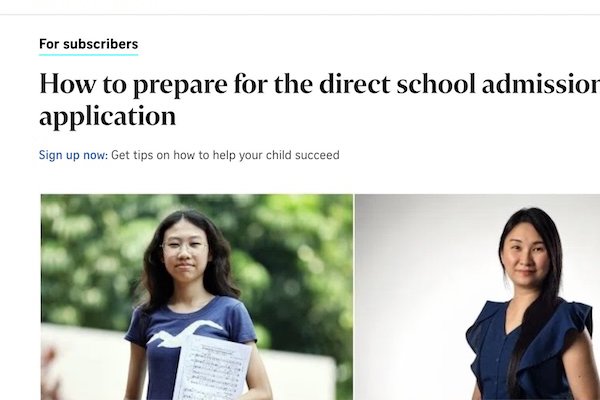 Direct School Admission (DSA) in Singapore